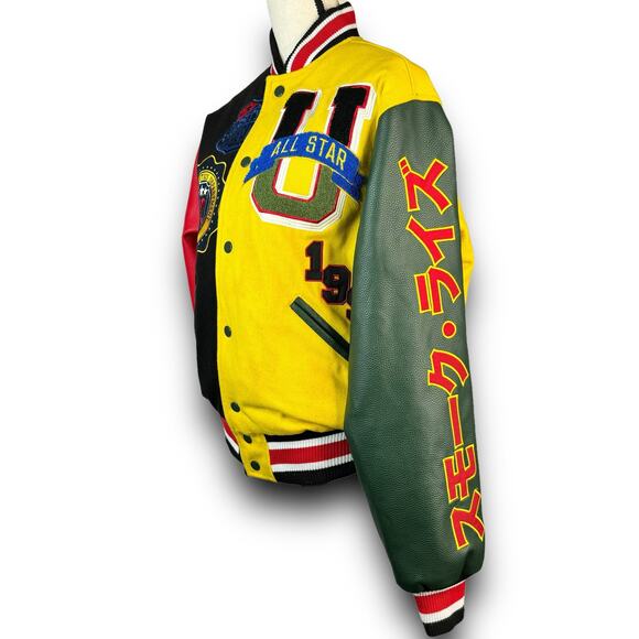 Smoke Rise All Star Varsity Bomber Color Block Jacket Streetwear Patches Size XS - Picture 4 of 8